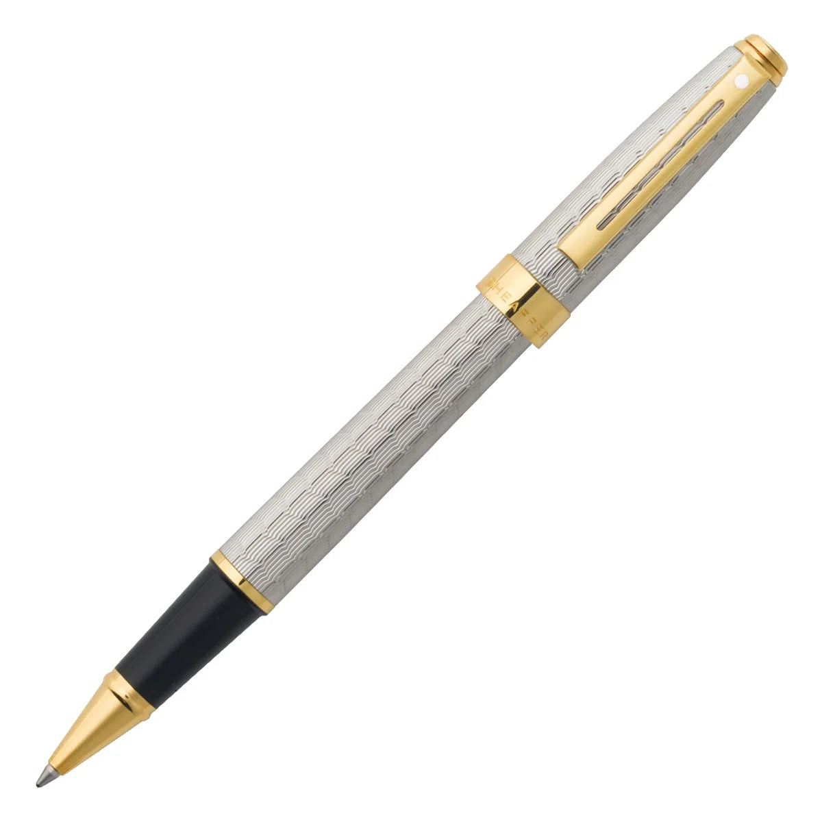 Sheaffer Prelude Signature Versilberter Tintenroller mit Gravur, Schlangenmuster und Details aus 22-karätigem Gold