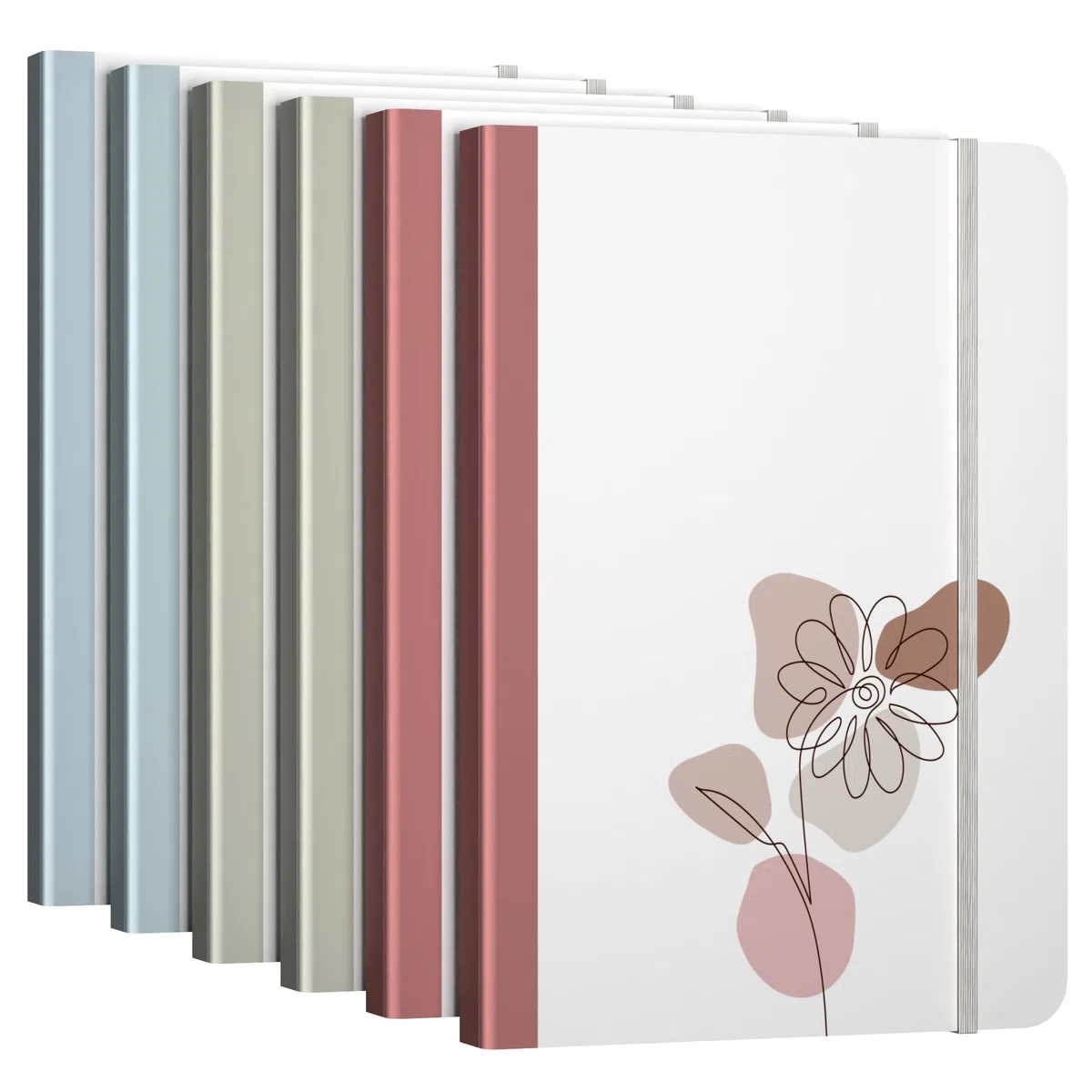 Liniertes Tagebuch, 6 Stück, A5, liniertes Notizbuch für Damen und Herren, 160 Seiten, mittelgroß, 14,6 x 8,25 Zoll, Hardcover-Tagebuch, 100 g/m² Premium-Papier (6 Stück, verschiedene Packungen)