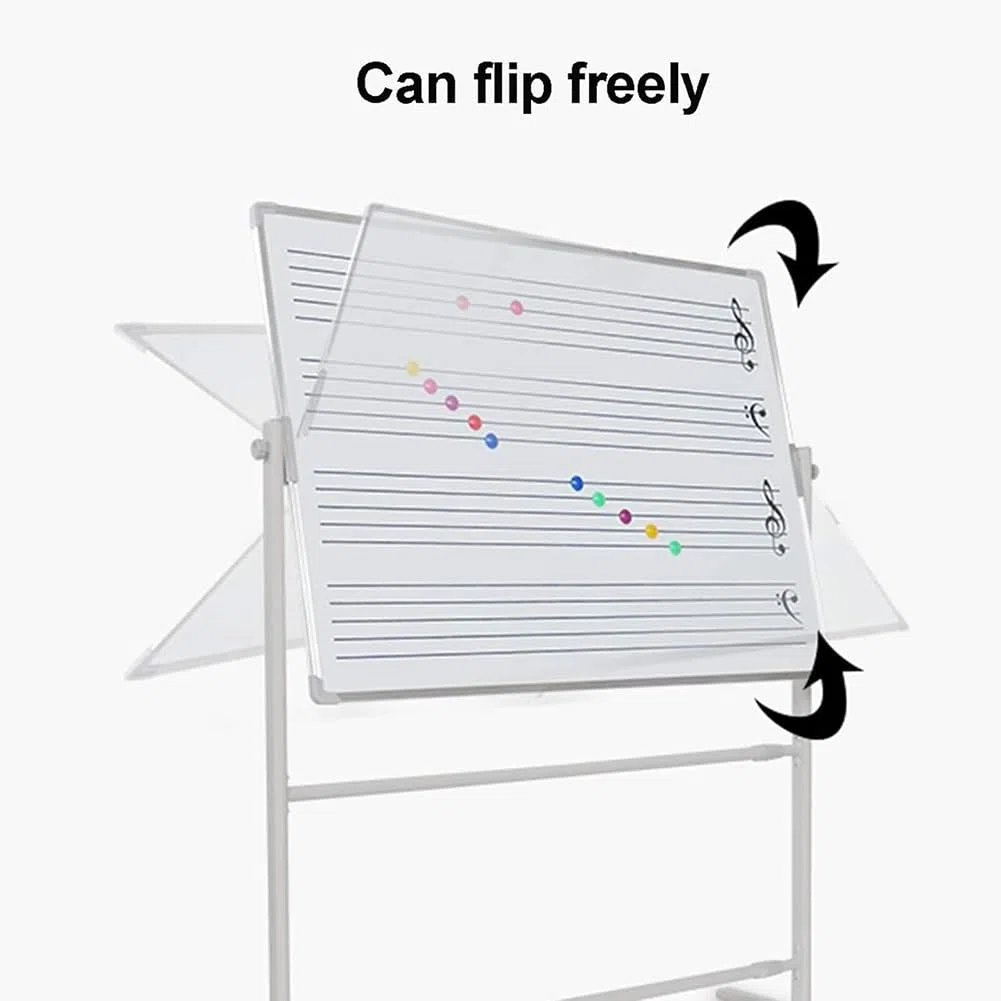 Verstellbare, doppelseitige Whiteboard-Tafel mit Notenlinien, 70 x 100 cm, abwischbare Magnettafel, Musiklehrmittel mit Schwamm, ideal für Pädagogen und Musiker.