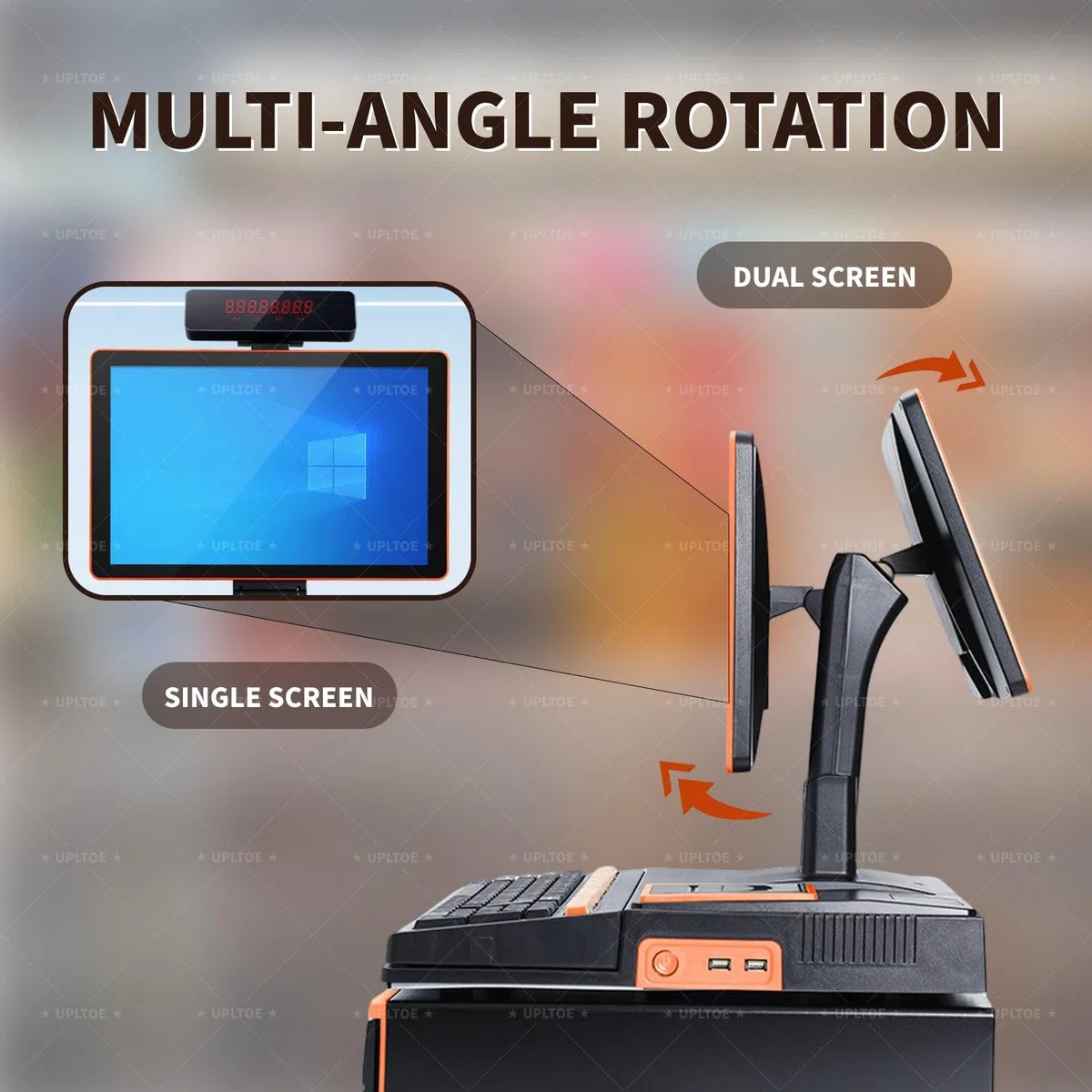 15,6" Smart-Kassensystem Mit Kassenterminal, Kassenschublade, Scanner Und Thermobondrucker Mit Kundendisplay Für Kleine Bis Mittelständische Einzelhändler White-dualscreen