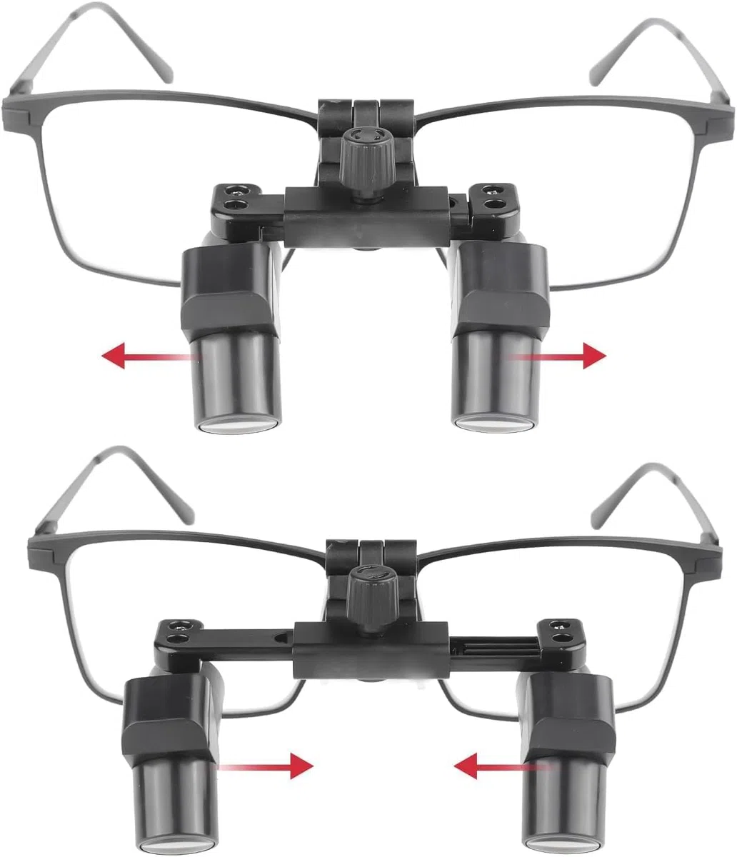 3.5X Flip-up Ergo Prisma Loupe Lupe Titan Rahmen, ergonomisches Design, mit Aluminiumbox, verstellbare Zwischenpupillen und Winkelbetracht (Working Distance 440-540m)