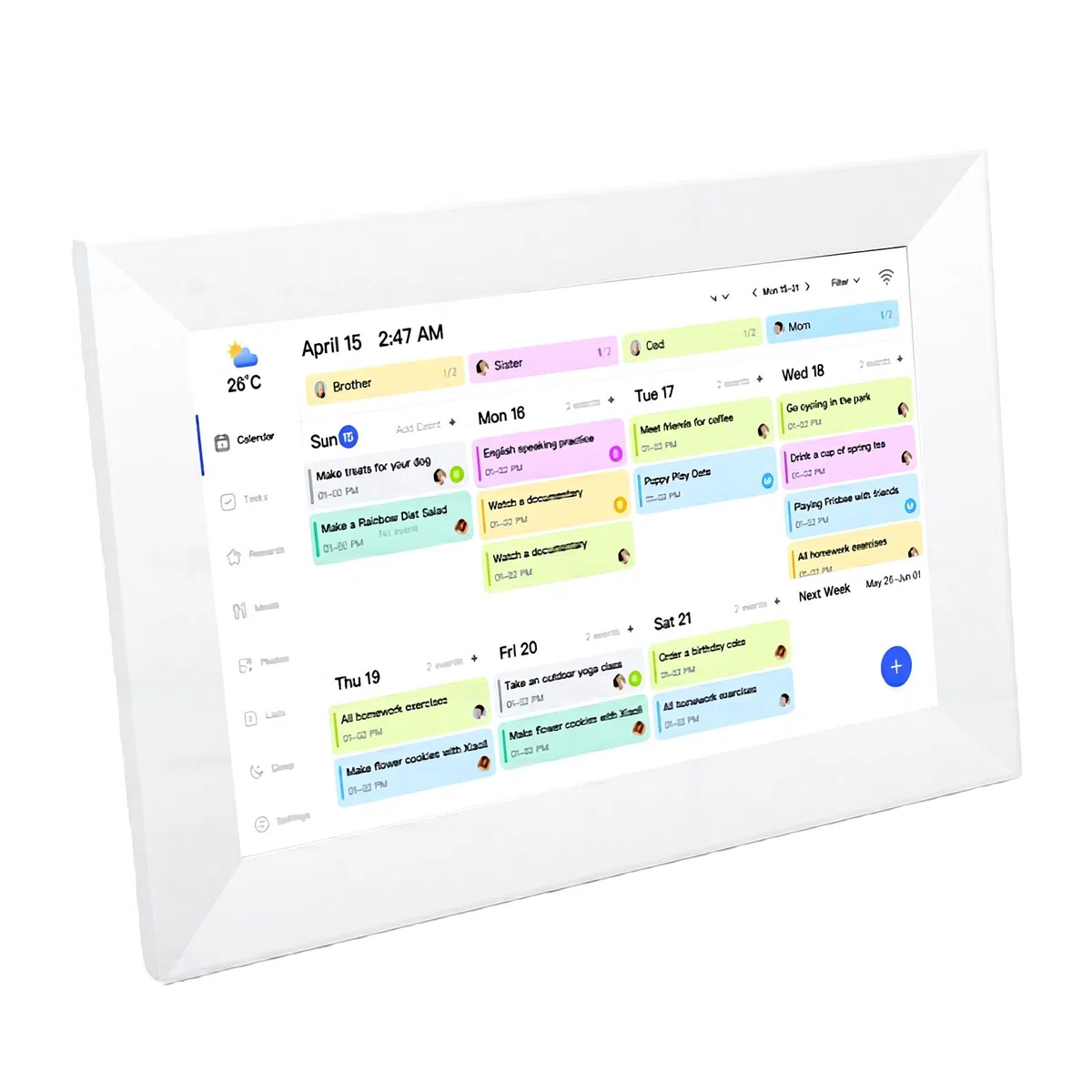 Digitaler Kalender, 10,1-Zoll-WiFi-Touchscreen-Familienplaner