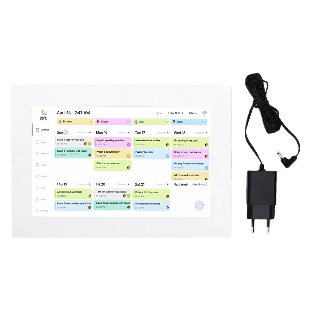 Digitaler Kalender, 10,1-Zoll-WiFi-Touchscreen-Familienplaner