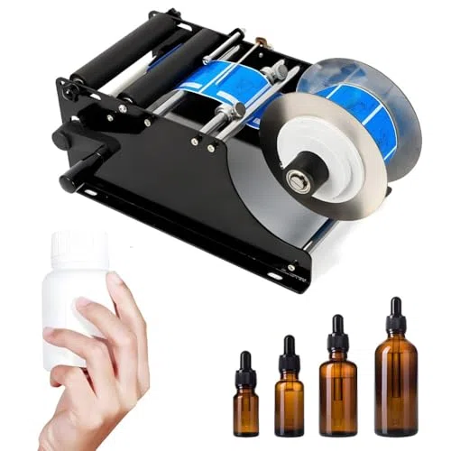 Manuelle Rundflaschen-Etikettiermaschine, 30 Etiketten/Minute, halbautomatischer Aufkleberapplikator für Glas- und Kunststoffbehälter