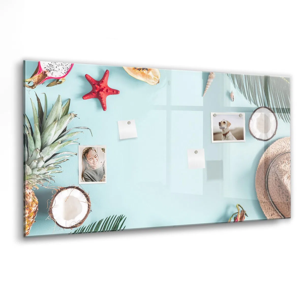 Magnetisches Glasboard mit starken Neodym-Magneten & Marker-Set | Abwischbar, modern & langlebig | Perfekt für Büro, Besprechungen & Homeoffice- 120x60 - Sommerliche Zusammensetzung