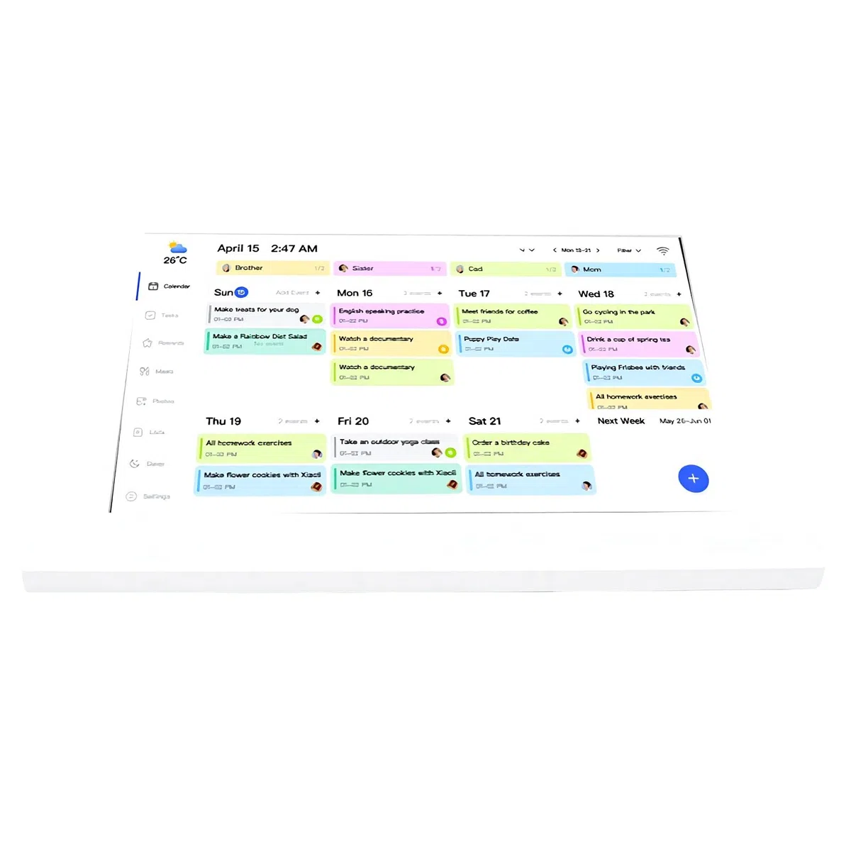Digitaler Kalender, 10,1-Zoll-WiFi-Touchscreen-Familienplaner