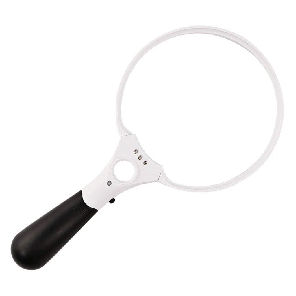 Vergrößerungsglas, Handvergrößerungsglas mit großem Durchmesser und 3 LEDs – 135/26/17 mm Durchmesser – 2x/4x/25x verzerrungsfreie Linse für Senioren, Sehbehinderte, Büch,