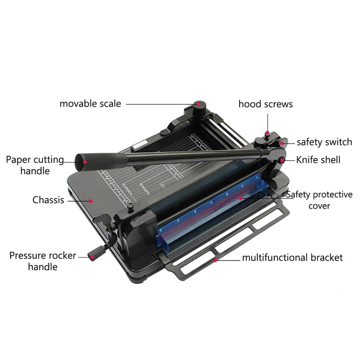 Robuster A4-Papierschneider, manueller Hebelschneider, verstellbarer Positionierungsstopp, Präzisions-Desktop-Schneidemaschine für schnelles und präzises Schneiden von Papier