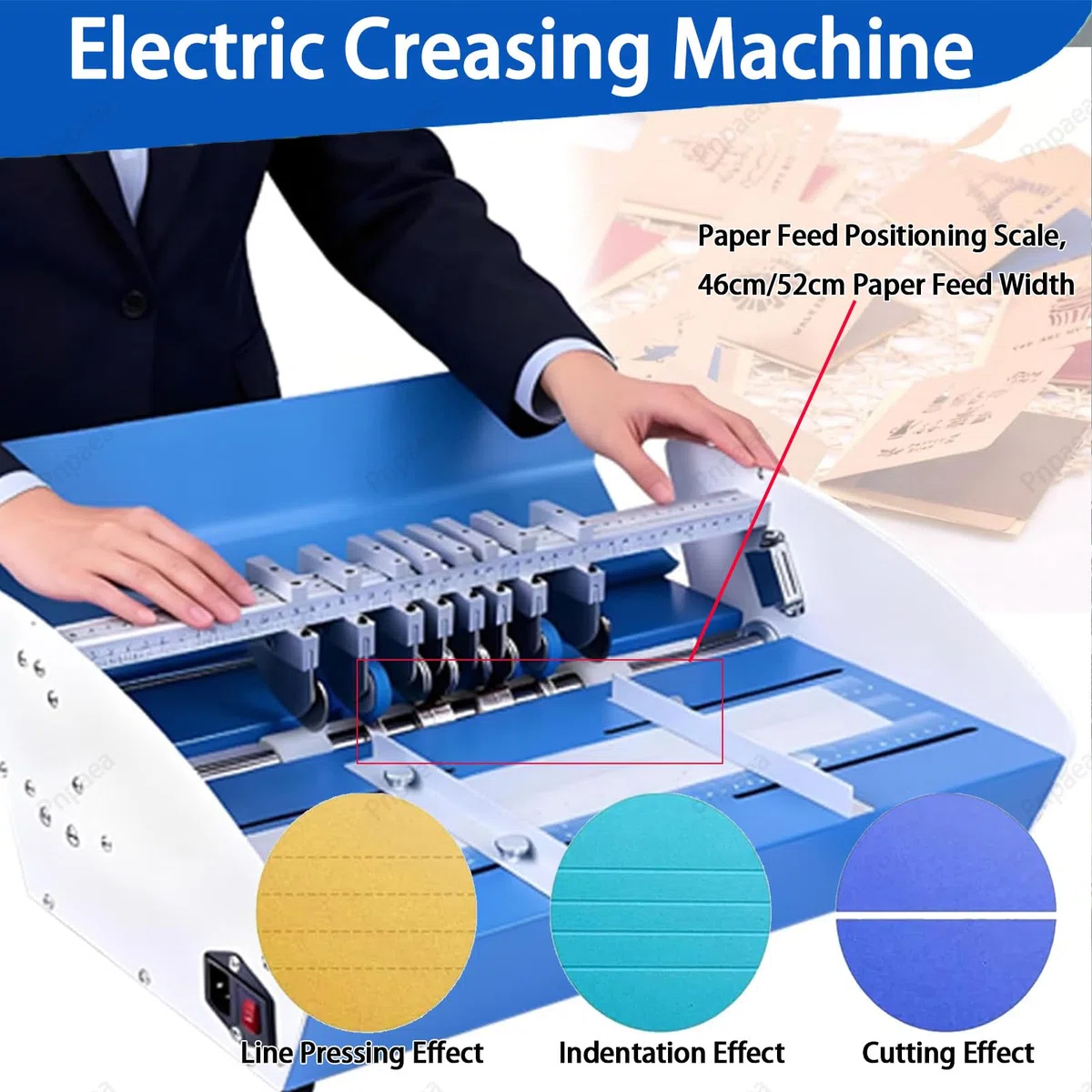 Papierschneidemaschine,Elektrische Rillmaschine Tischgerät mit präziser Skalierung auf dem Bedienfeld; für Druckereianwendungen Rillen, Falzen, Schneiden 460MM