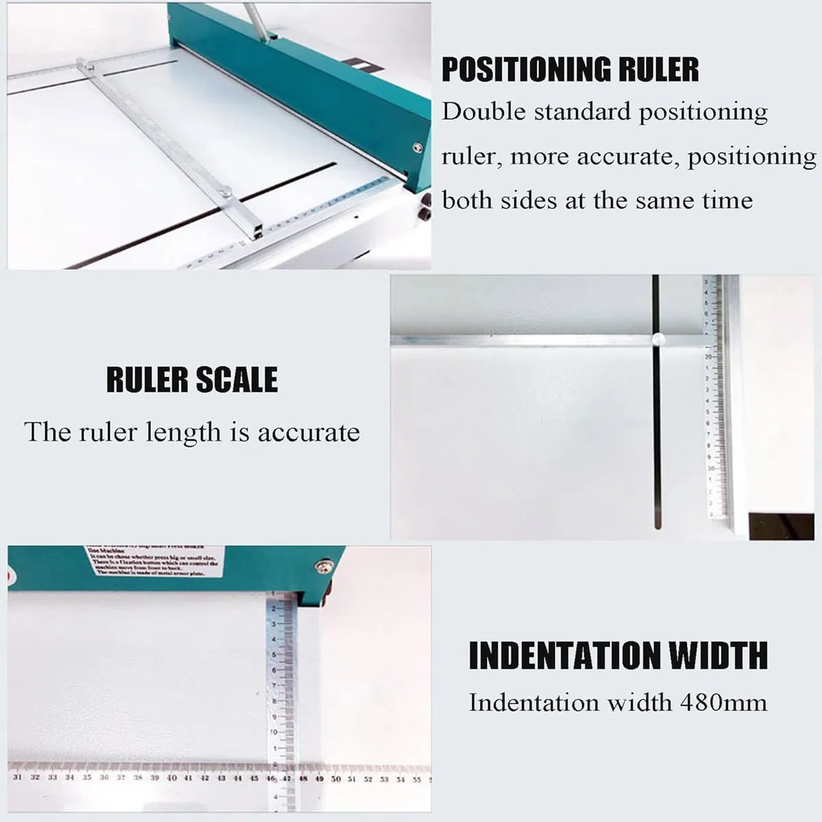 Manuelle Falzmaschine A3, 480 mm, Papierfalt- und Ritzmaschine mit Positionierungslineal, Desktop-Papierschneider, Trimmer für Kartenherstellung, Einladungen, Broschüren und Bastelprojekte