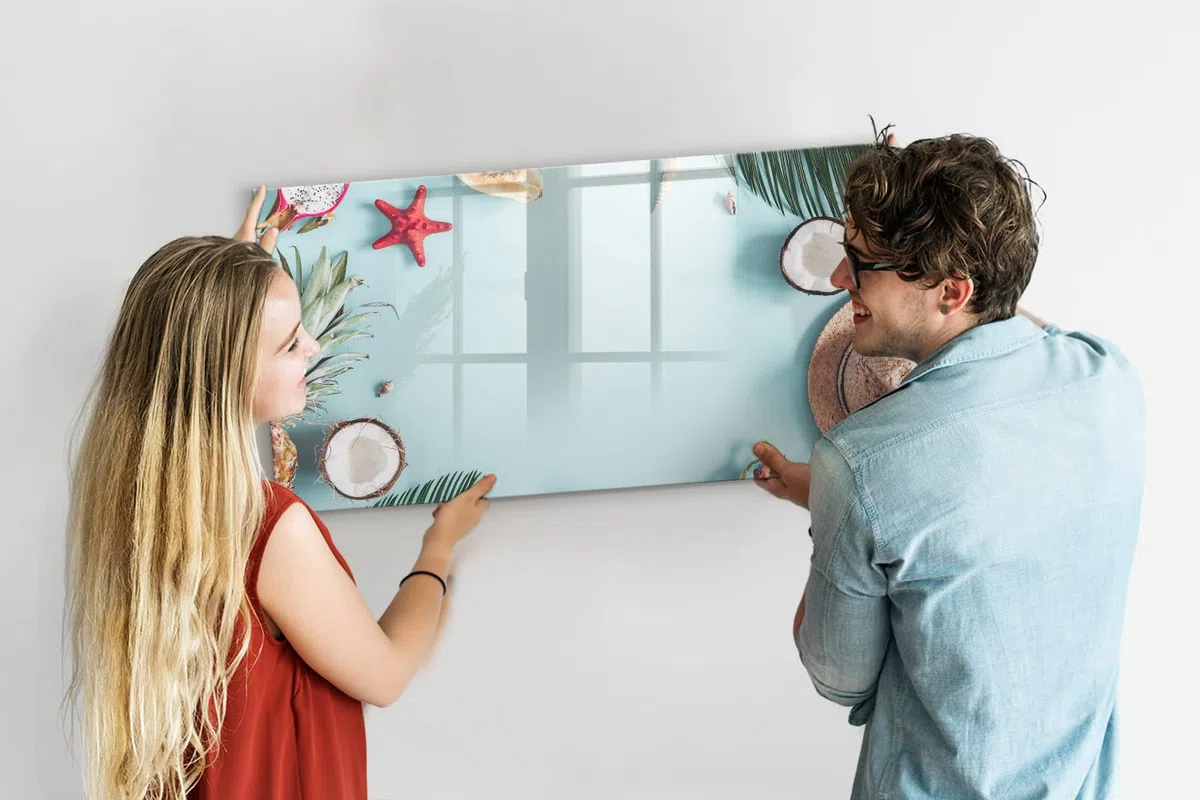 Magnetisches Glasboard mit starken Neodym-Magneten & Marker-Set | Abwischbar, modern & langlebig | Perfekt für Büro, Besprechungen & Homeoffice- 120x60 - Sommerliche Zusammensetzung
