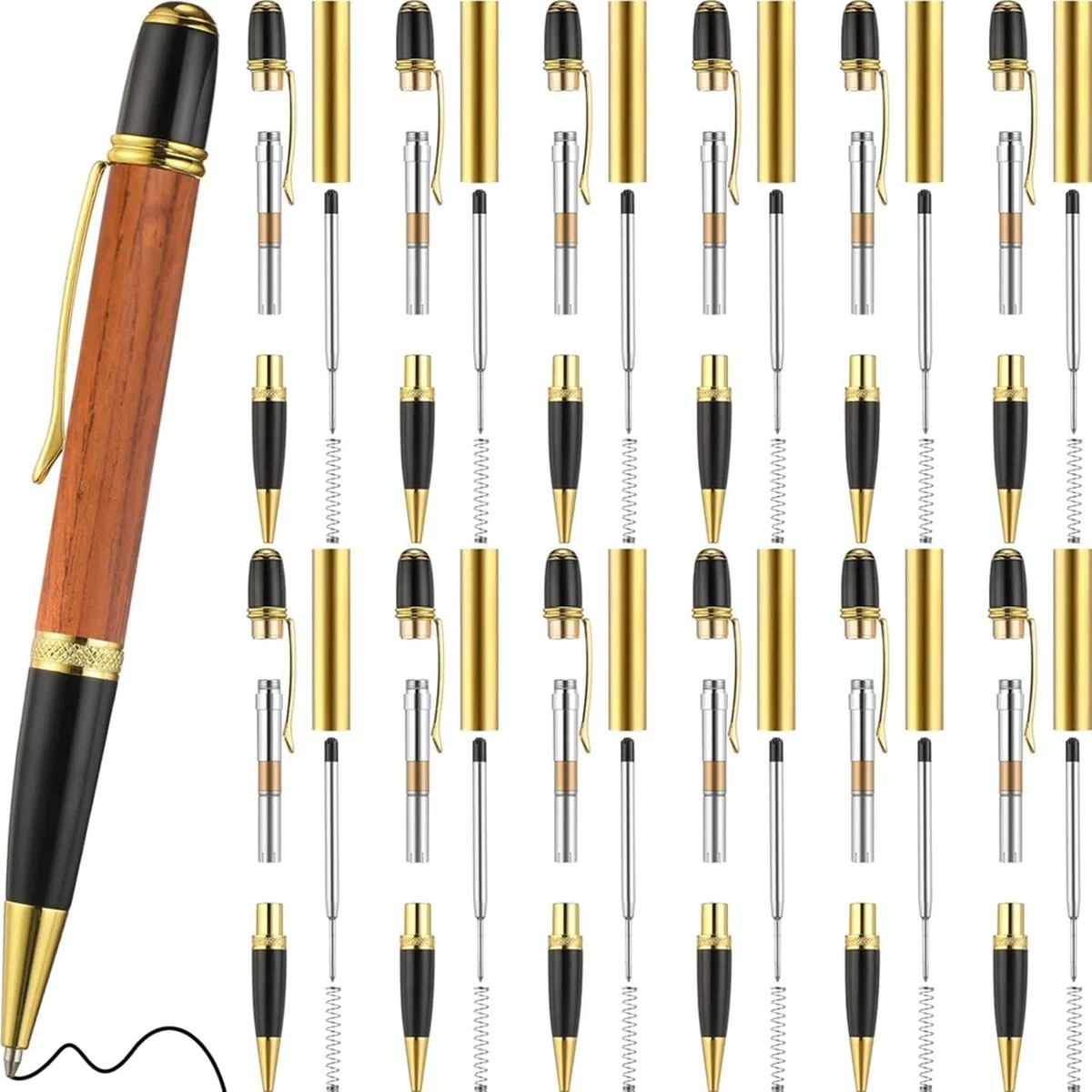 60er-Pack Stifte-Set Aus, Drehbares Kugelschreiber-Set mit -Drehteller Aus Kupfer, DIY-Unterrichtsbedarf C