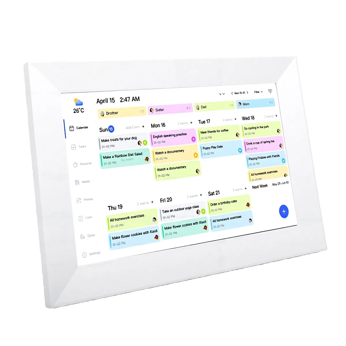 Digitaler Kalender, 10,1-Zoll-WiFi-Touchscreen-Familienplaner